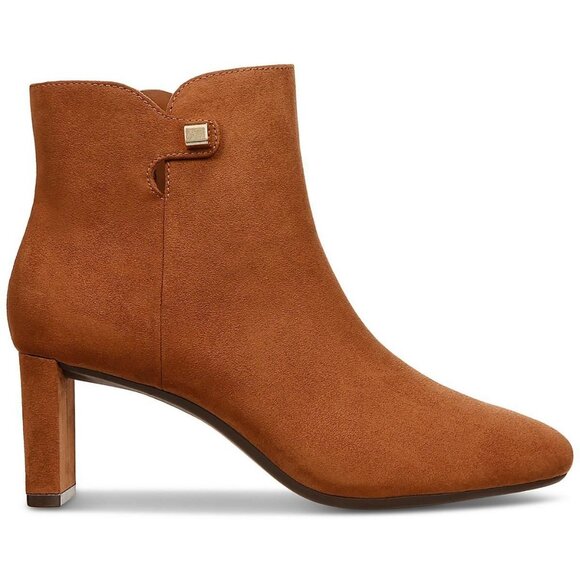 Alfani Womens Brown Hardware Accent Padded Paam Almond Toe Block Heel Zip-up Dre - Picture 2 of 5